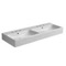 Double Rectangular Ceramic Wall Mounted or Vessel Sink